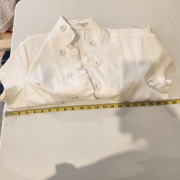 Jon Paul Richard Womens Ivory Short Sleeve Open Jacket Size Large Stretch - Picture 8 of 9